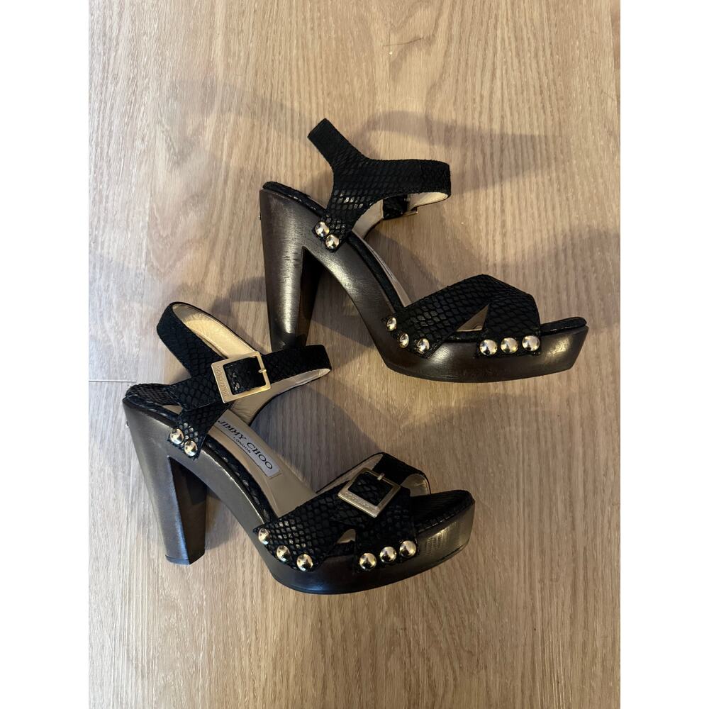 Jimmy Choo Snake Effect Leather Platform Sandals